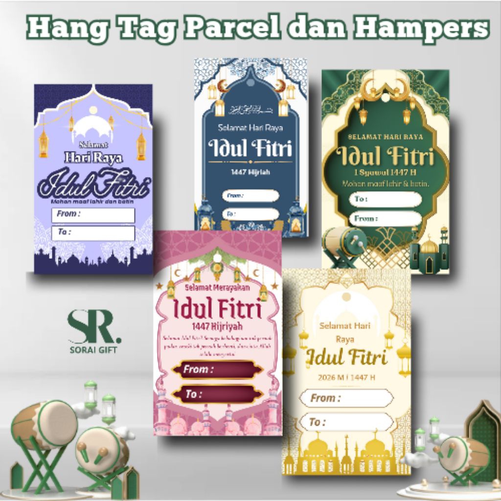 Hang Tag (FREE TALI) Parcel Idul Fitri / Hang Tag Hampers Idul Fitri Bahan Tebal