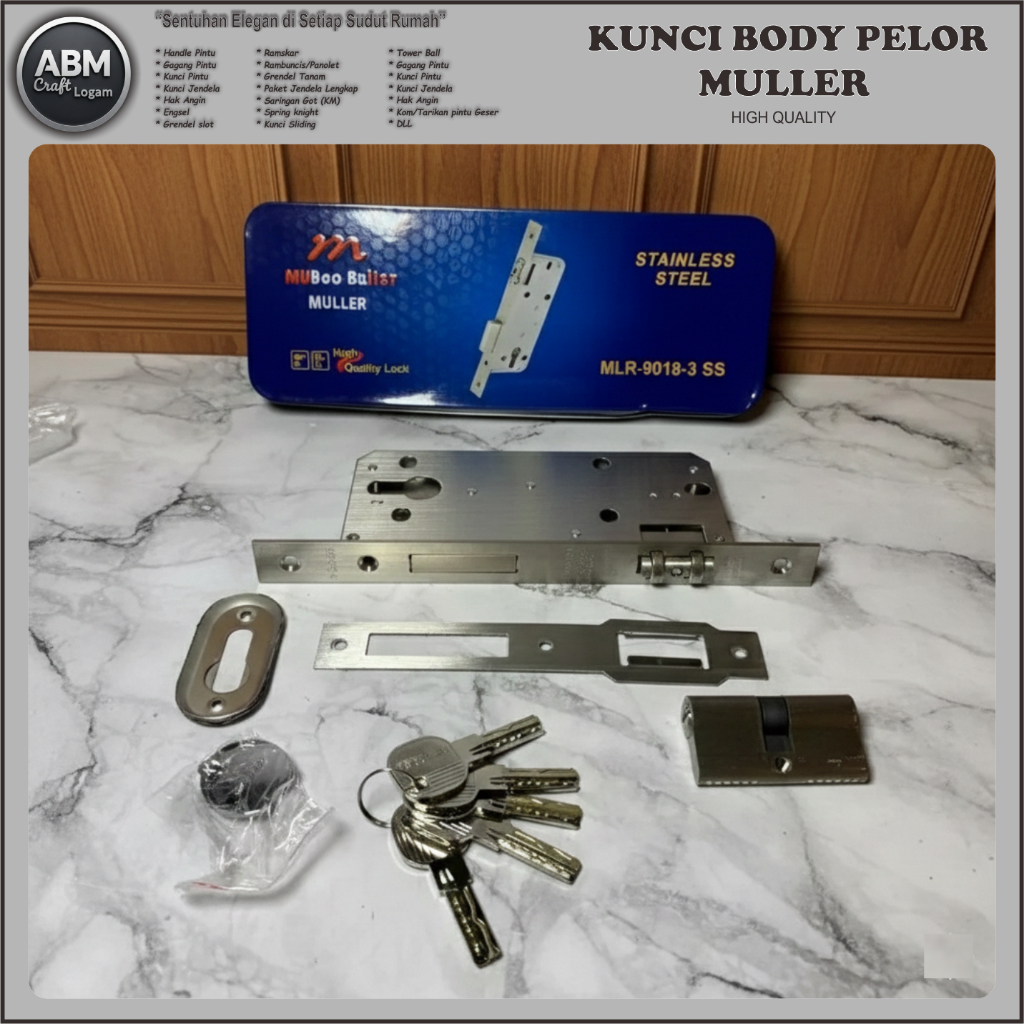 Kunci body pelor MULLER tipe MLR 9018 3 SS HIGH QUALITY