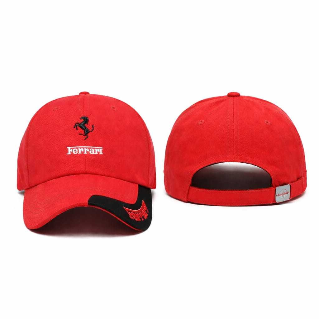 Topi Baseball Rappel  Daiamru Logo FERRARII Merah Embroidery Topi Pria Wanita Sport Car Terpopuler