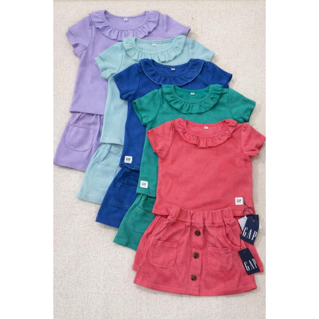GAP one set rok pocket ruffle anak Grosir MOQ