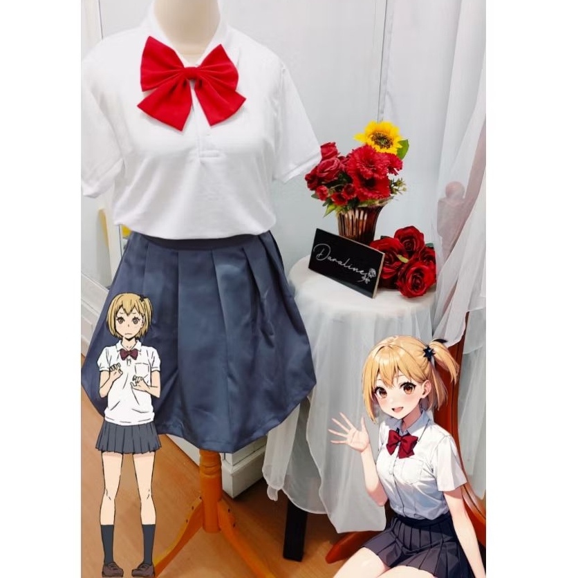 Kostum Cosplay Seragam Sekolah Yachi Hitoka Anime Haikyuu