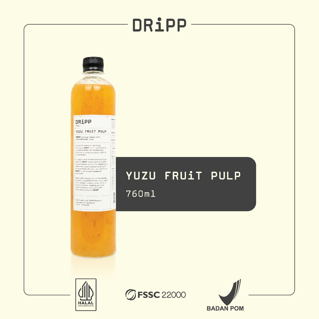 Dripp - Yuzu fruit pulp 760ml - yuzu pulp - sirup pulp minuman rasa yuzu