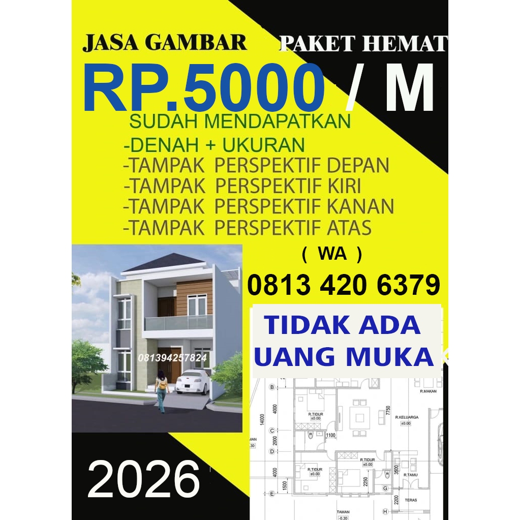 RP7000-REVISI  GRATIS -JASA ARSITEK-JASA GAMBAR RUMAH-JASA DESAIN RUMAH-JASA  GAMBAR BANDUNG