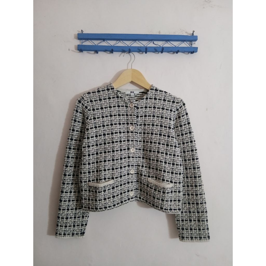 cardigan tweed uniqlo crop super rare