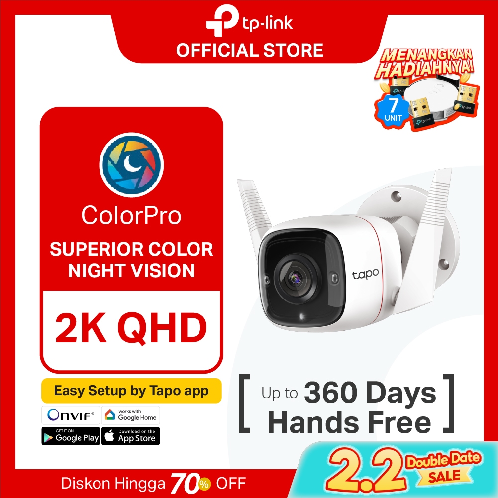 TP-Link | Tapo C325WB 2K QHD Outdoor WiFi Camera ColorPro Smart IP CCTV Kamera Night Vision Min IP66