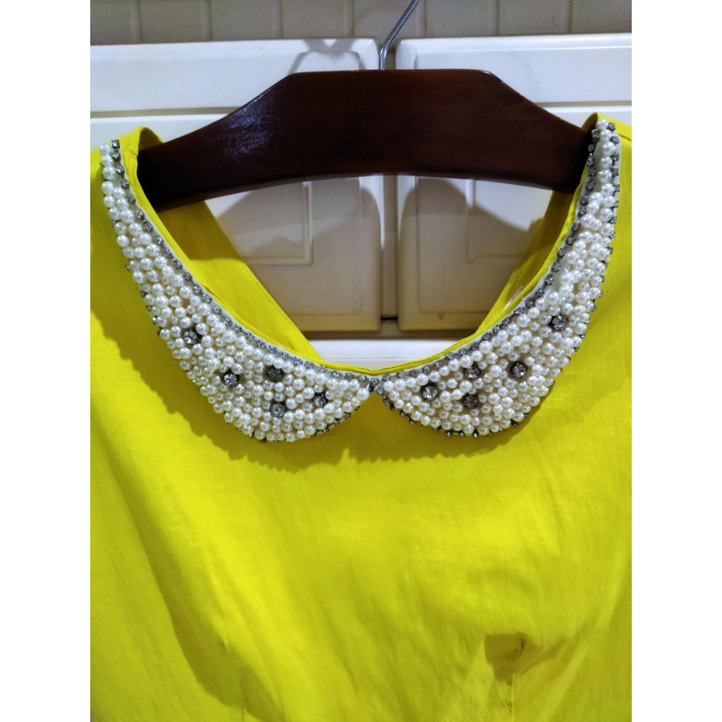 Baju dress remaja gaun pesta kuning cewek sleevless dress party dress wanita preloved