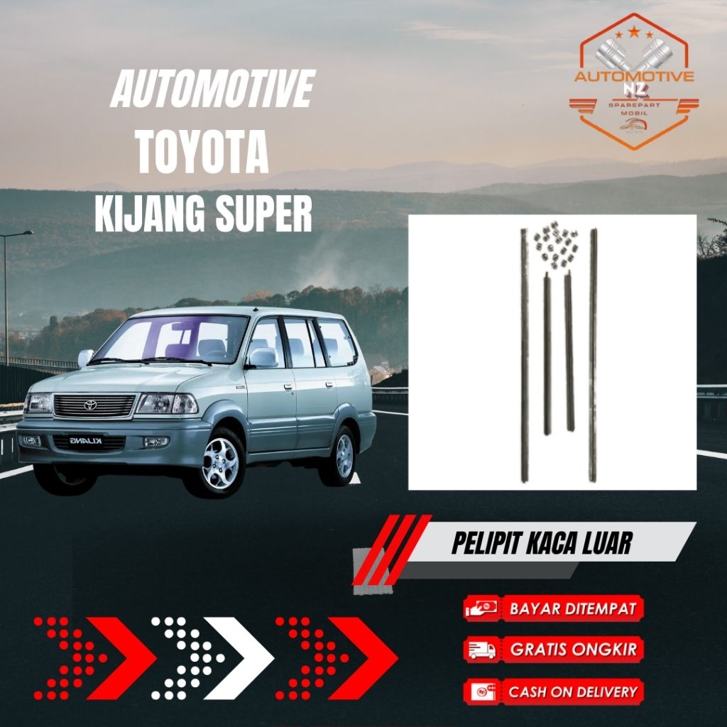 Pelipit Kaca Set Luar Pintu Depan Toyota Kijang Super | List Kaca Pintu Depan | Aksesoris Mobil