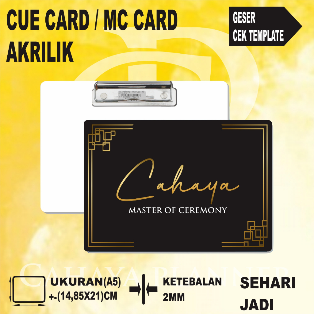 CUE CARD MC / QCARD/ MC CARD AKRILIK MURAH PREMIUM SEHARI JADI