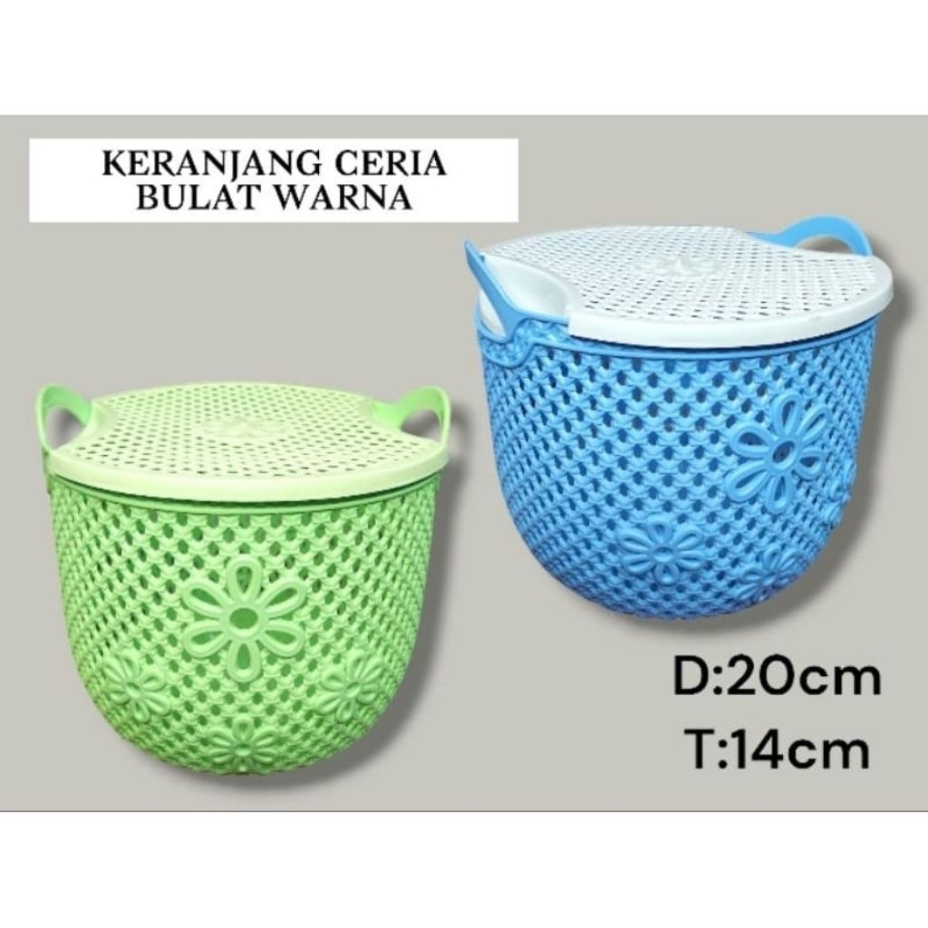 ( AJ ) Keranjang Bulat Ceria Warna Retro // Keranjang Bulat Serbaguna // Keranjang Bulat Dengan Tutu