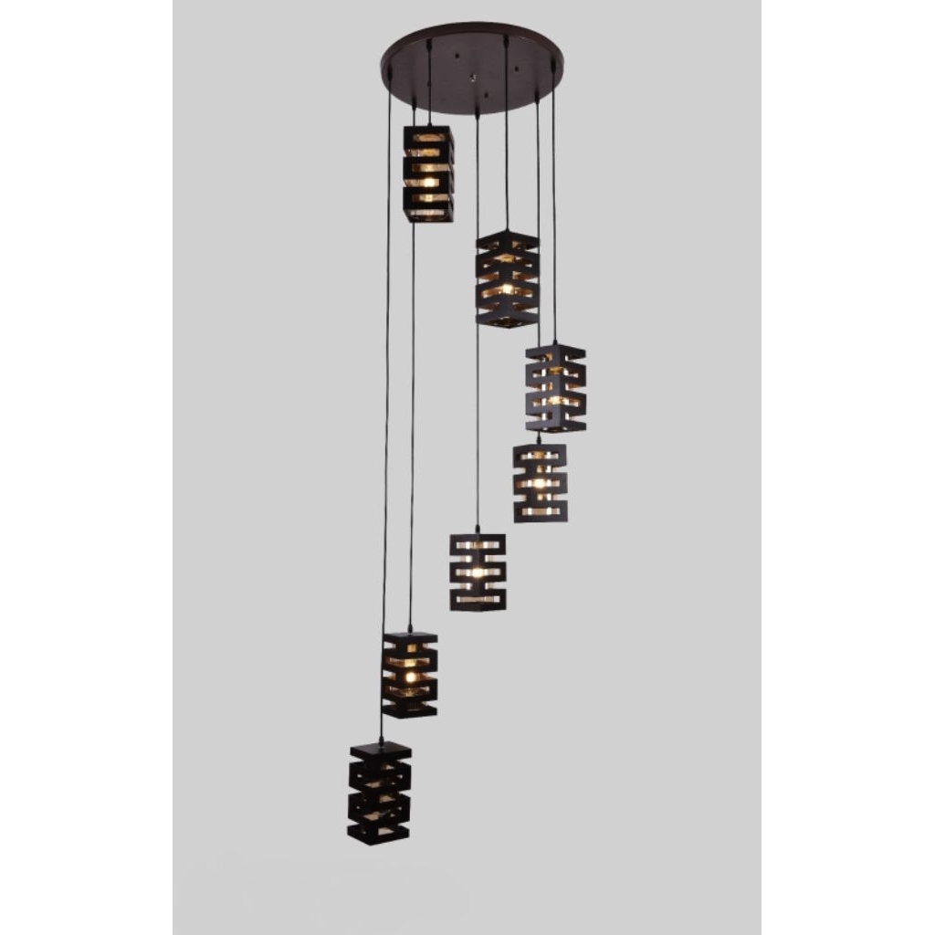 Lampu hias gantung tangga 7 lampu minimalis modern