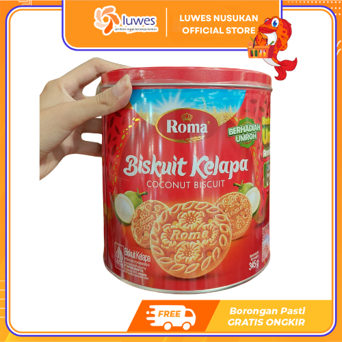 Roma Kelapa Biskuit Kaleng 345gr - Biskuit Roma Kelapa Kaleng