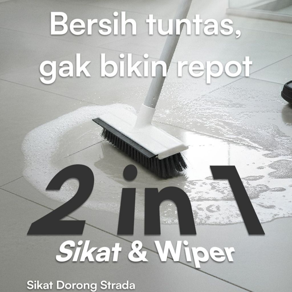sikat lantai serokan air sikat dorong  premium multifungsi gangang panjang 2in1 gbu