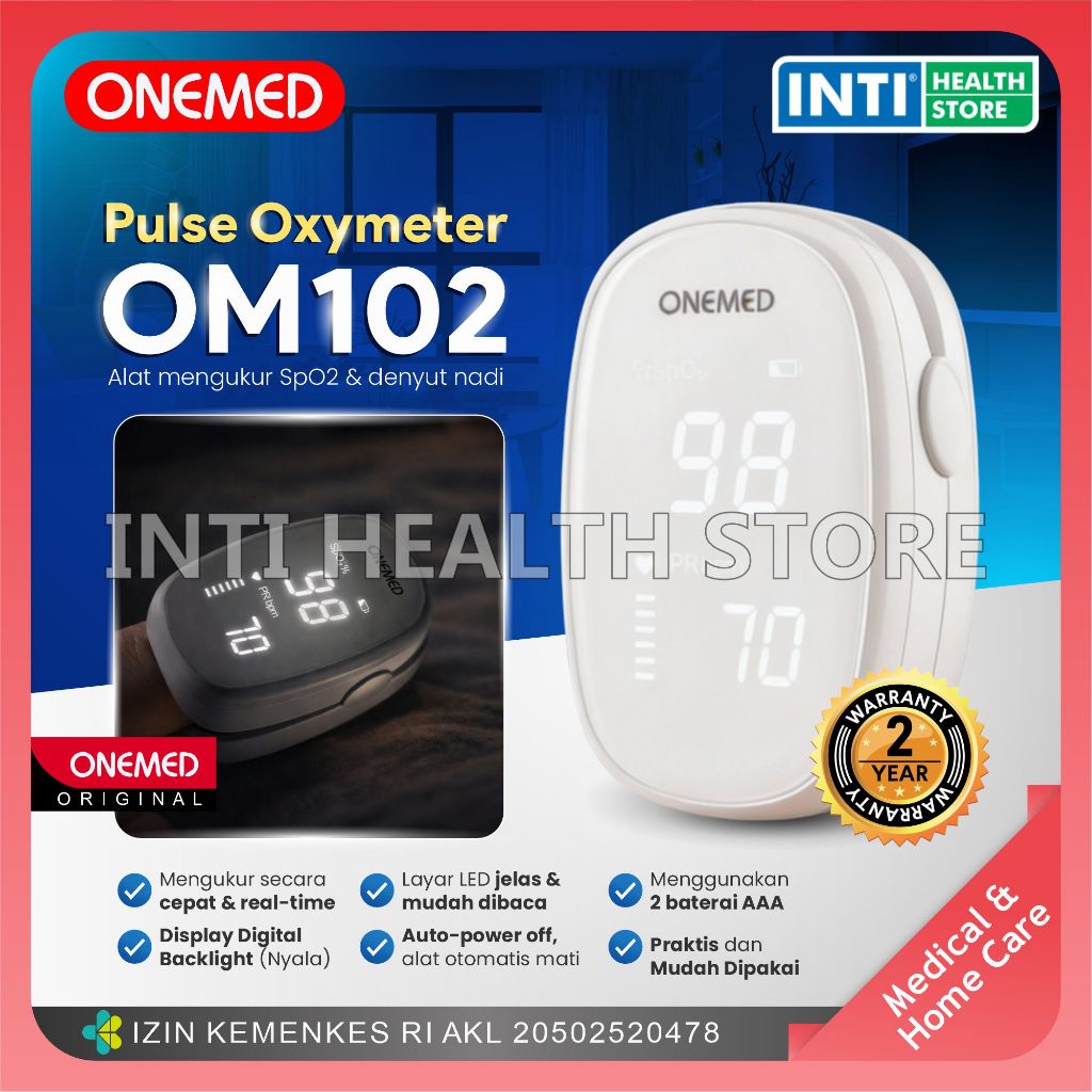 Onemed | Pulse Oxymeter OM 102 | Alat Saturasi Oksigen | Pulse Oximeter