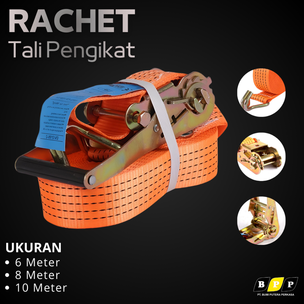 Tali Kecepatan Rachet Tie Down 6 8 10 Meter Trek Belt Tali Sound Tali Barang Trach Webbing Cargo