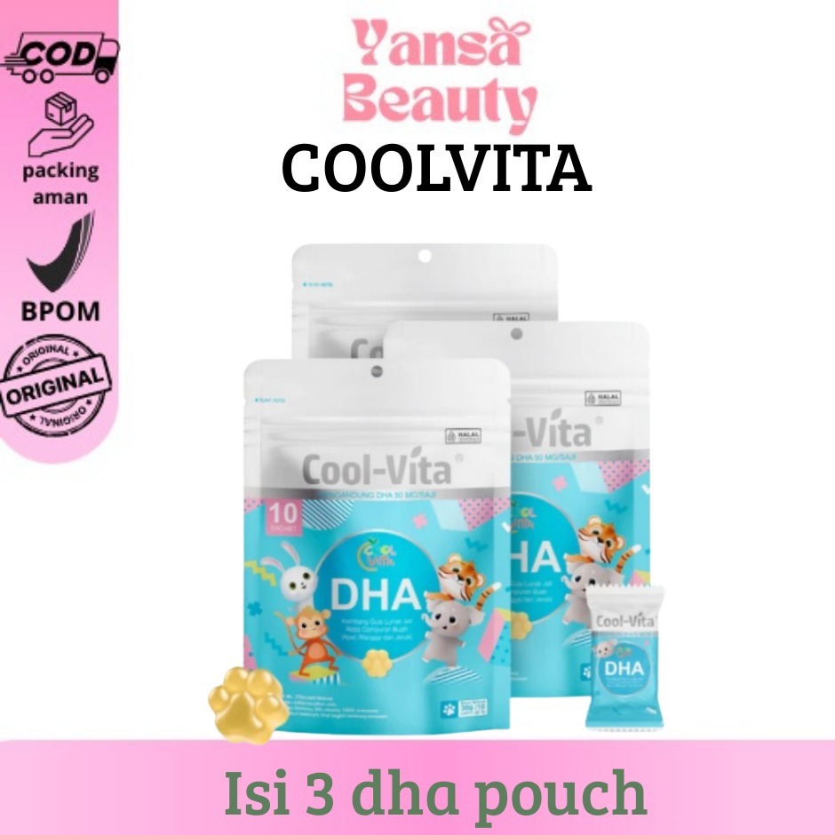 COOLVITA 3 pouch DHA Gummy Suplemen Vitamin Anak untuk Kesehatan Mata dan Perkembangan Otak