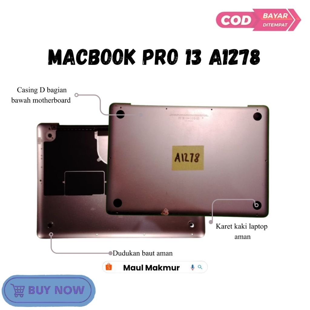 SECOND Casing Bawah Laptop | Macbook pro 13 A1278 2011 2012 | Casing D Bagian Bawah Motherboard Lapt