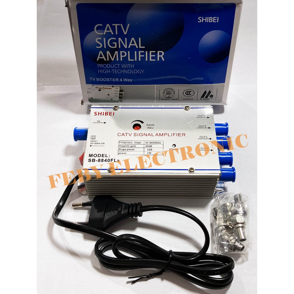 Splitter Booster TV Shibei 4 Way Boster antena TV