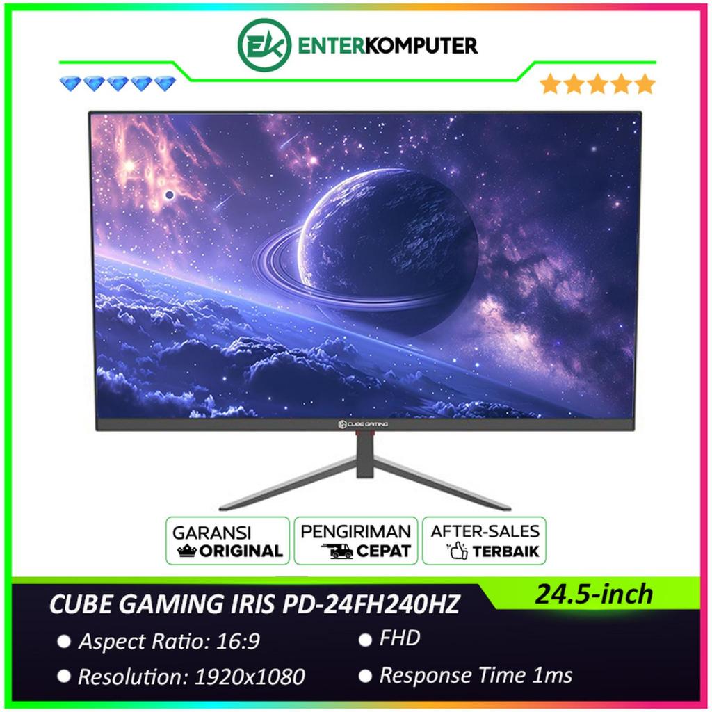 CUBE GAMING IRIS PD-24FH240HZ 24.5-inch FHD Frameless 240Hz (Overclock) Gaming Monitor with AMD Free