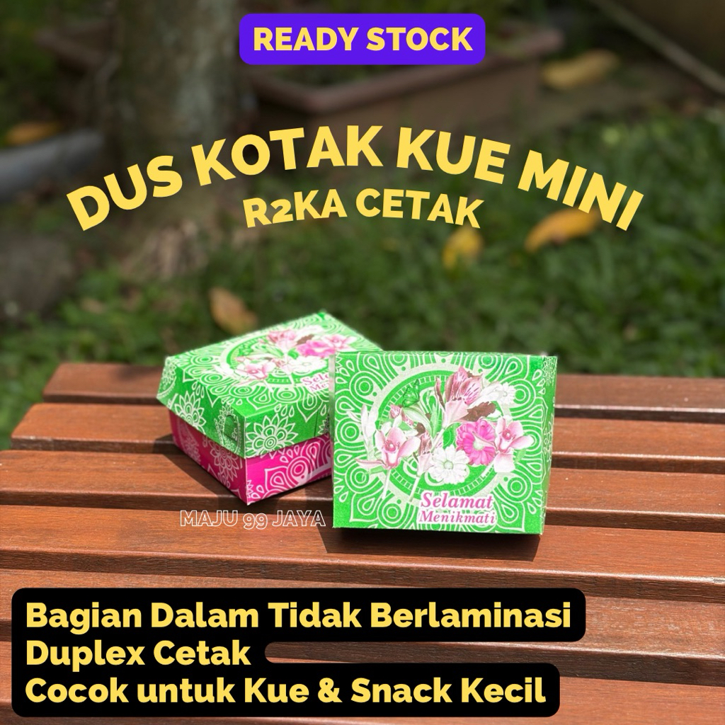 CETAK - Dus Kotak Kue Mini R2KA Duplex Putih Cetak Non-Laminasi | Kotak Dus Kue Kotak Dus Snack Keci
