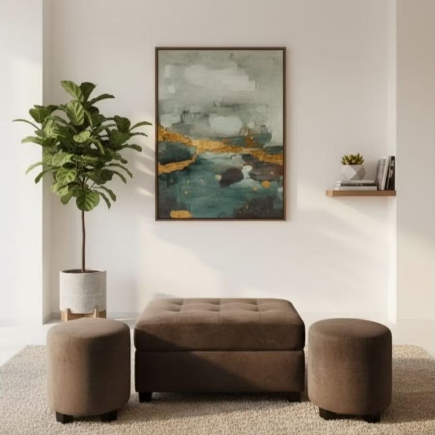 TANKAI set sofa stool/sofa puff bench 2 stool bulat + 1 puff kotak jumbo