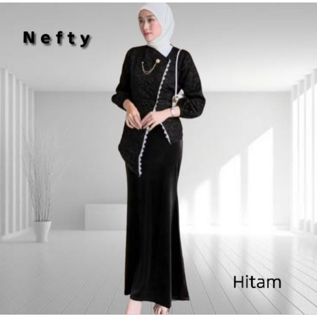 NEFTY KEBAYA SETELAN ROK FUKURO SETELAN ONE SET BLOUSE KEBAYA ROK BLUDRU GAMIS PESTA KEBAYA BUSANA M