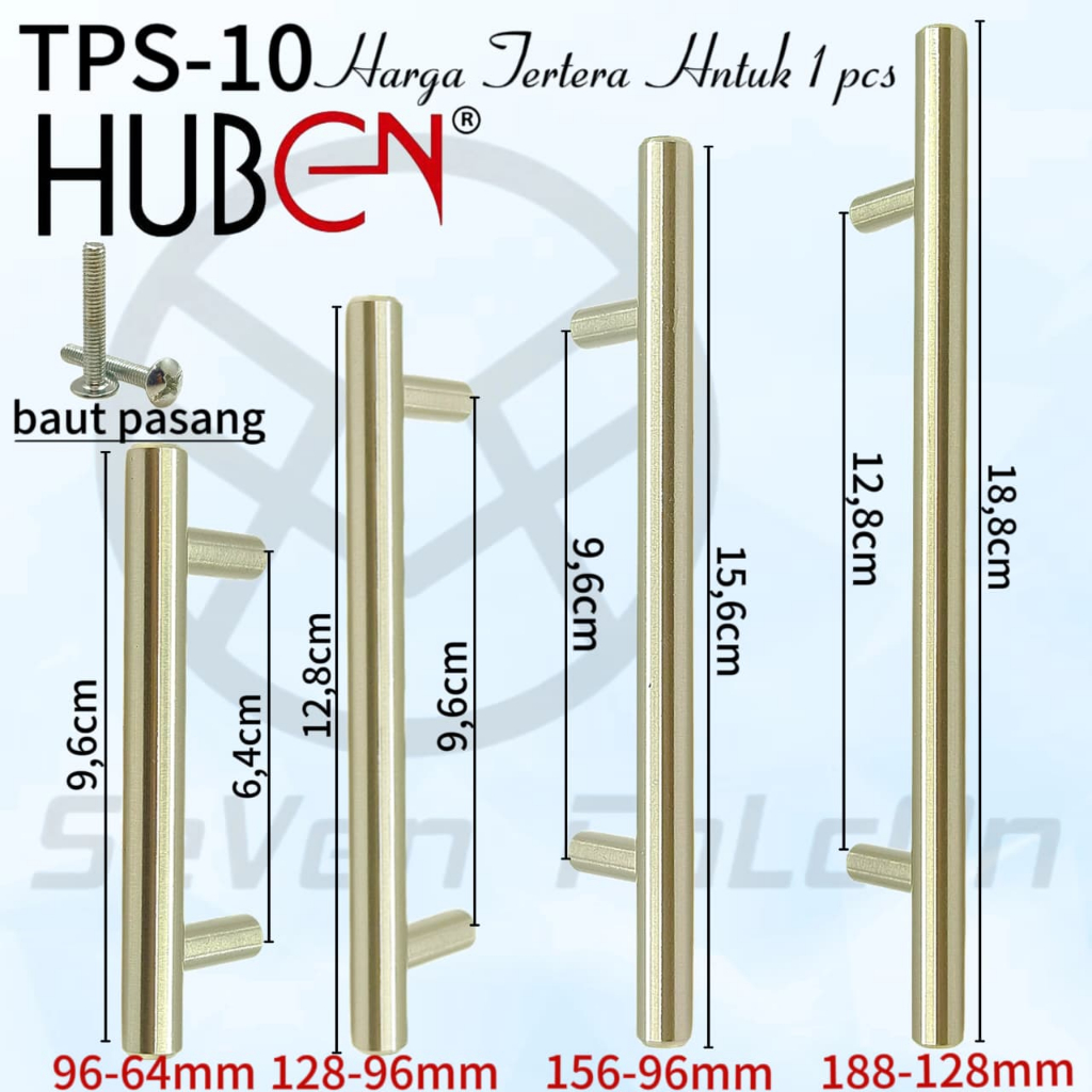 Handle laci HUBEN TPS-10 Silver Minimalis modern/Tarikan laci+Baut