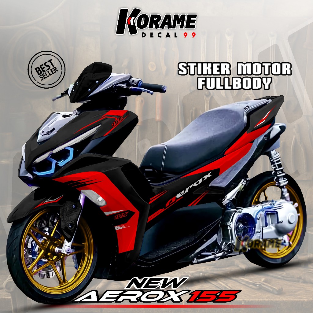 Decal Aerox New 155 Connected // Stiker New Aerox 155 2021 Model Black Racing Color Twotone