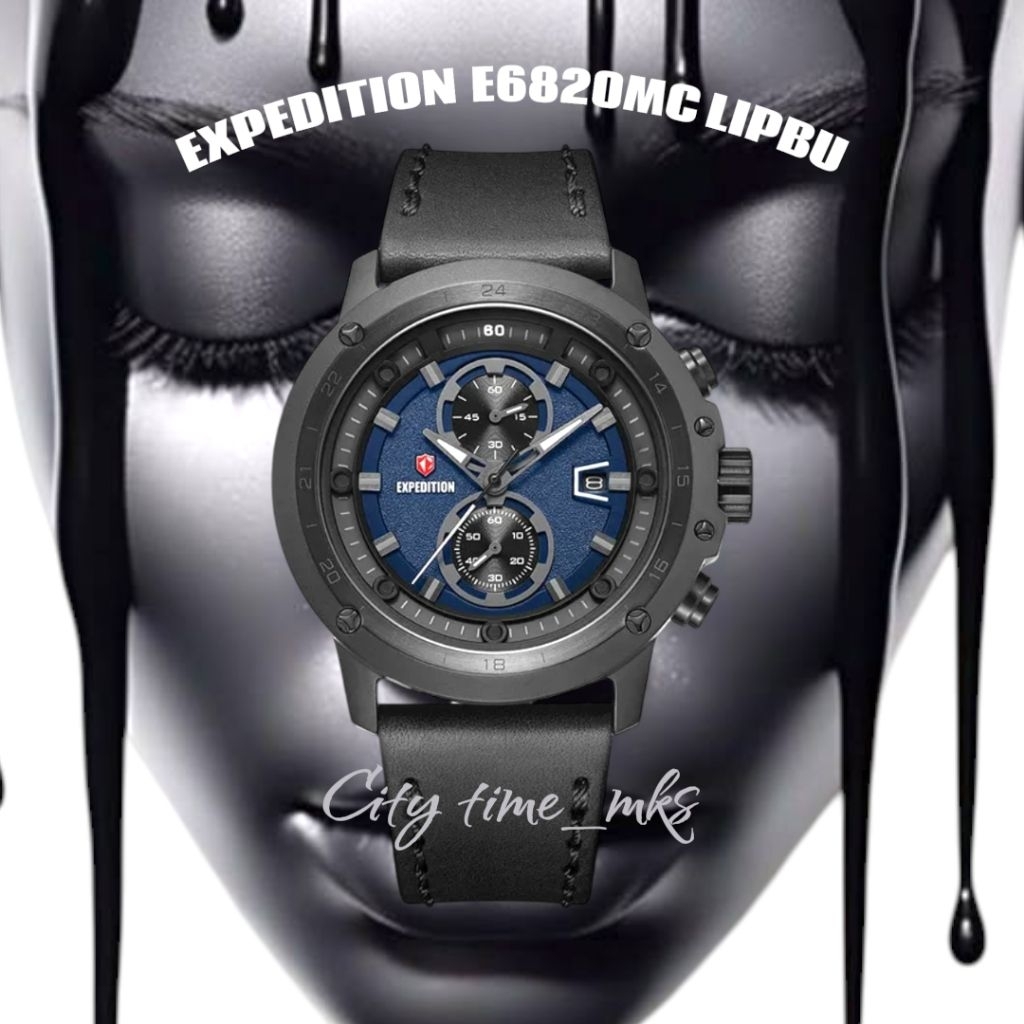 Jam tangan pria EXPEDITION 6820, E6820, Sport chronograph, tali kulit, ORIGINAL, bergaransi resmi in