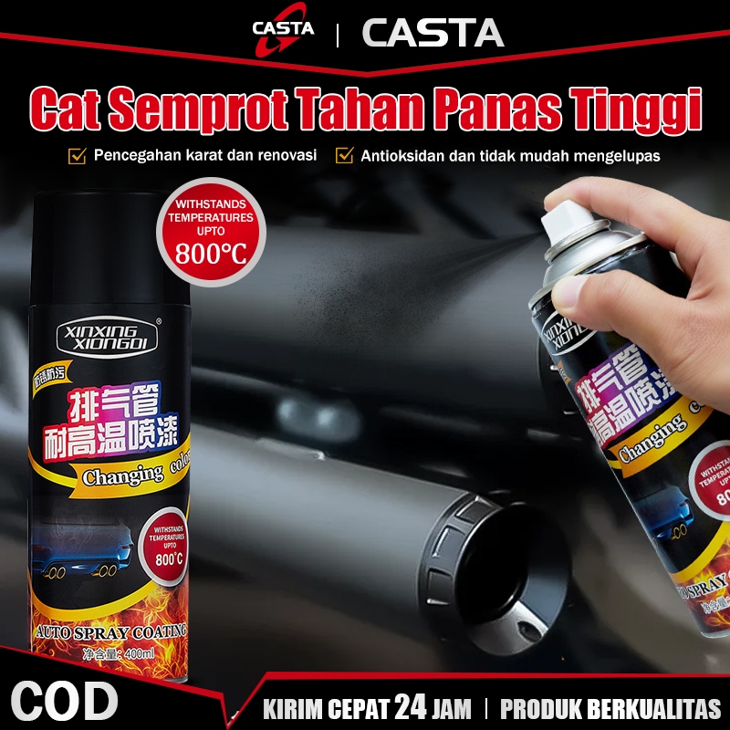 CASTA 800°C Anti Karat Anti Pudar Nempel Super Kuat Tahan Minyak Bensin Hujan Asam Hitam DOFF + GLOS
