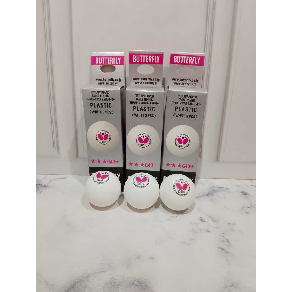 Bola Pingpong Butterfly G40+ 40mm 3 Bola Putih Meja Tenis Murah