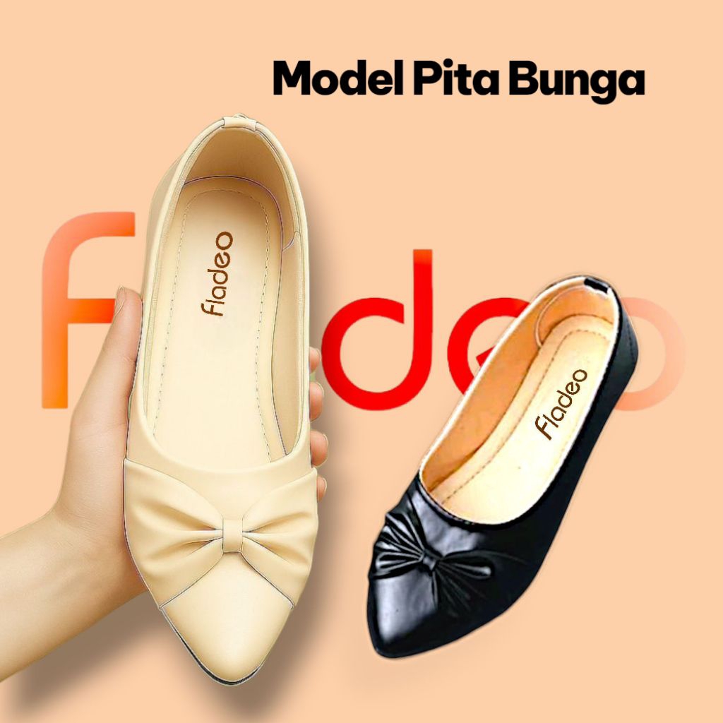 Sepatu wanita Ribbon Flat Shoes Wanita - Sepatu Kerja Pantofel Cantik Empuk kualitas prima seperti f