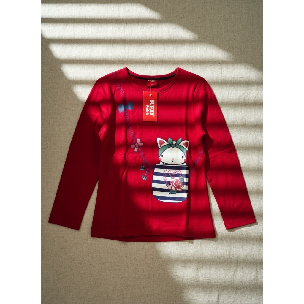 XAVIN - ATASAN KAOS COMBAD RED POINT KUCING CUTE