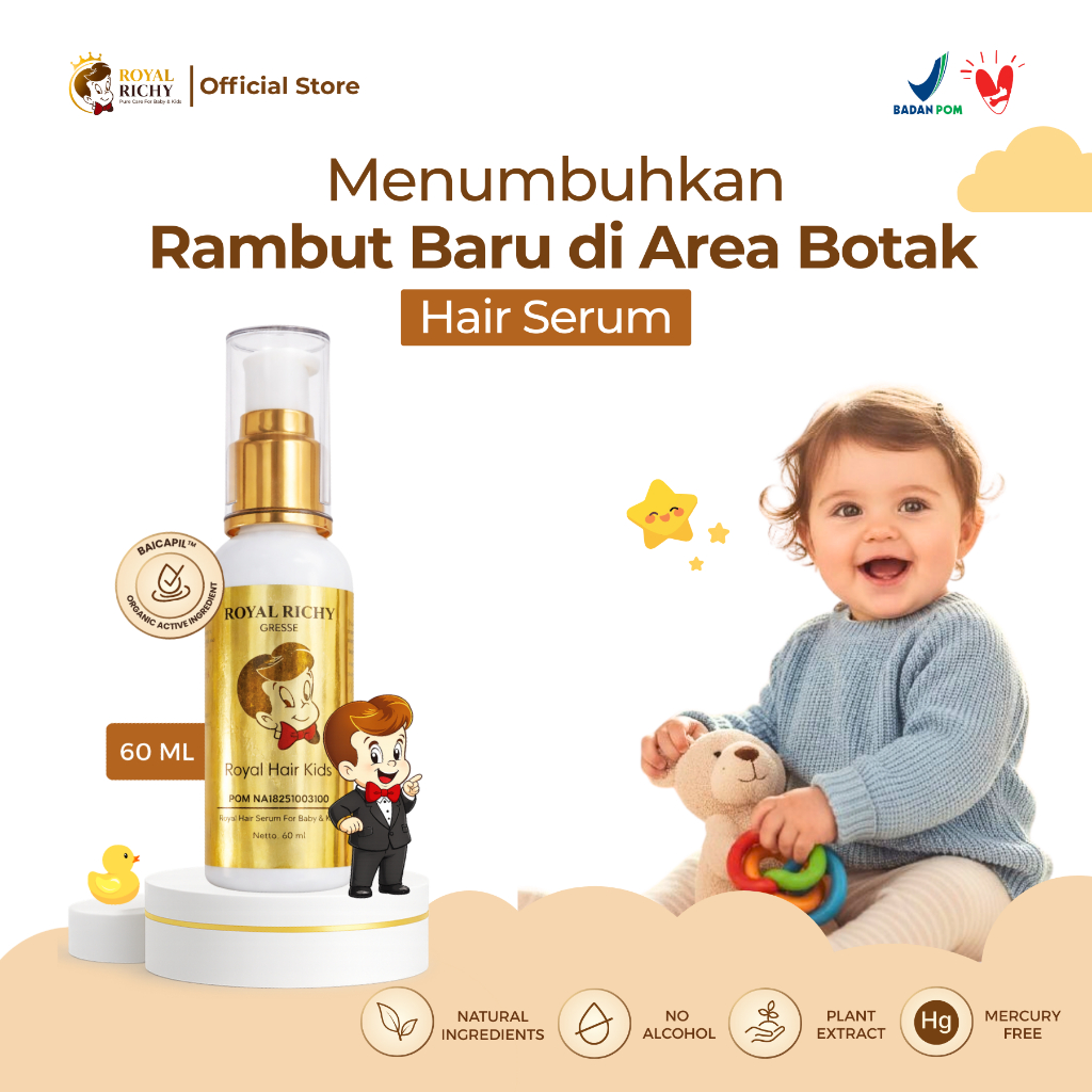 Royal Richy Gresse Hair Serum Hair Lotion Penumbuh Rambut Botak dengan Kemiri Minyak Kelapa dan BAIC