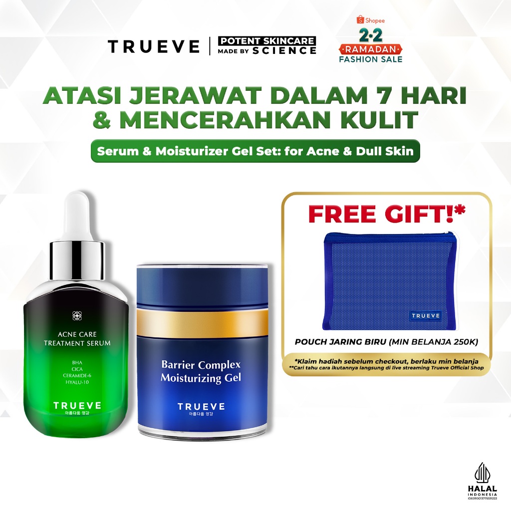TRUEVE Serum & Moisturizer Gel Set: For Acne & Dull Skin