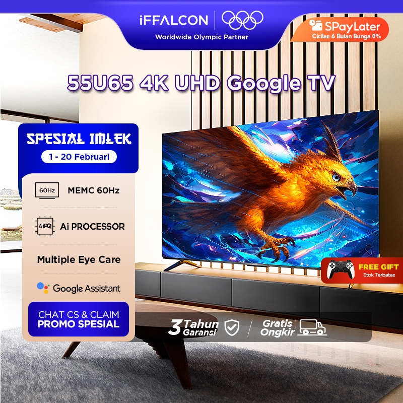 iFFALCON by TCL 55 inch U65 Series Google TV (Android 12) Smart Digital - 4K UHD - Dolby Audio - Goo