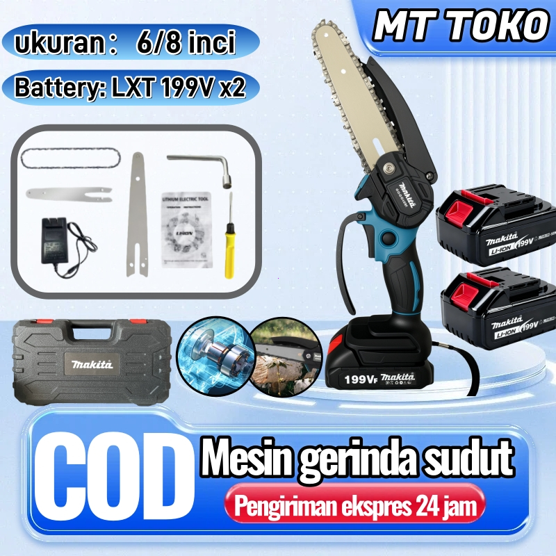MAKITA 6 /8 Inch Gergaji Mesin Mini / 199Vf Cordless Chainsaw Gergaji/Listrik Portable Lithium/Pemot