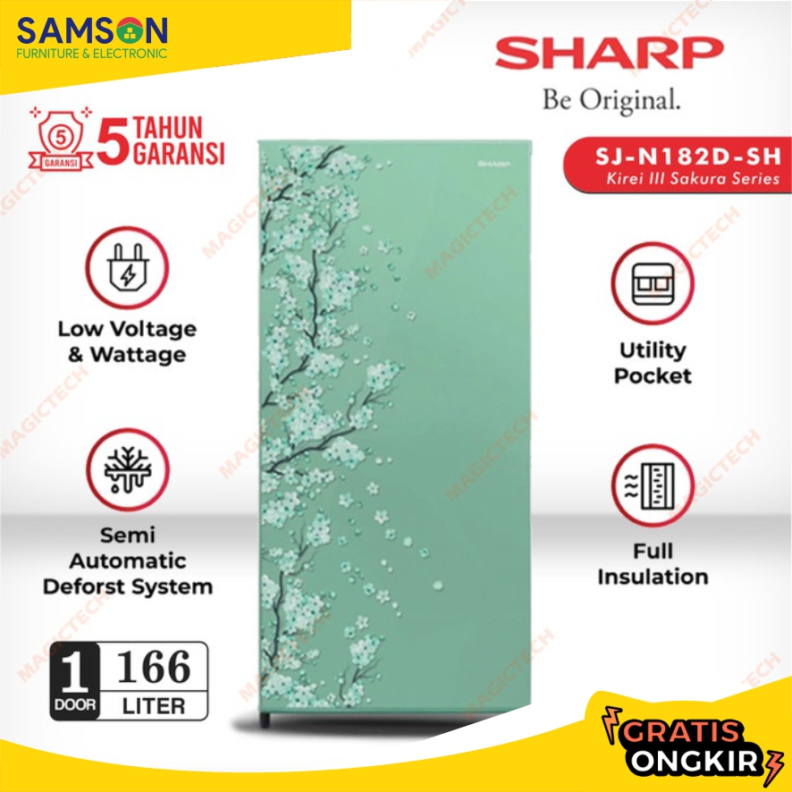 KULKAS SHARP 1 PINTU SJ-N182D-SH / SJ-N182 / SJ-182 166L - HIJAU