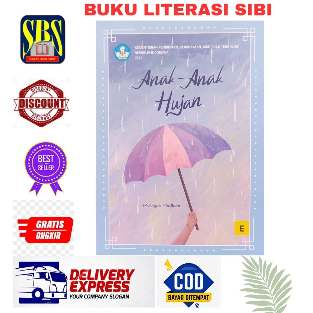 Buku Sibi "ANAK-ANAK HUJAN" Literasi pojok baca asli dengan barcode, Buku bacaan anak TK & PAUD