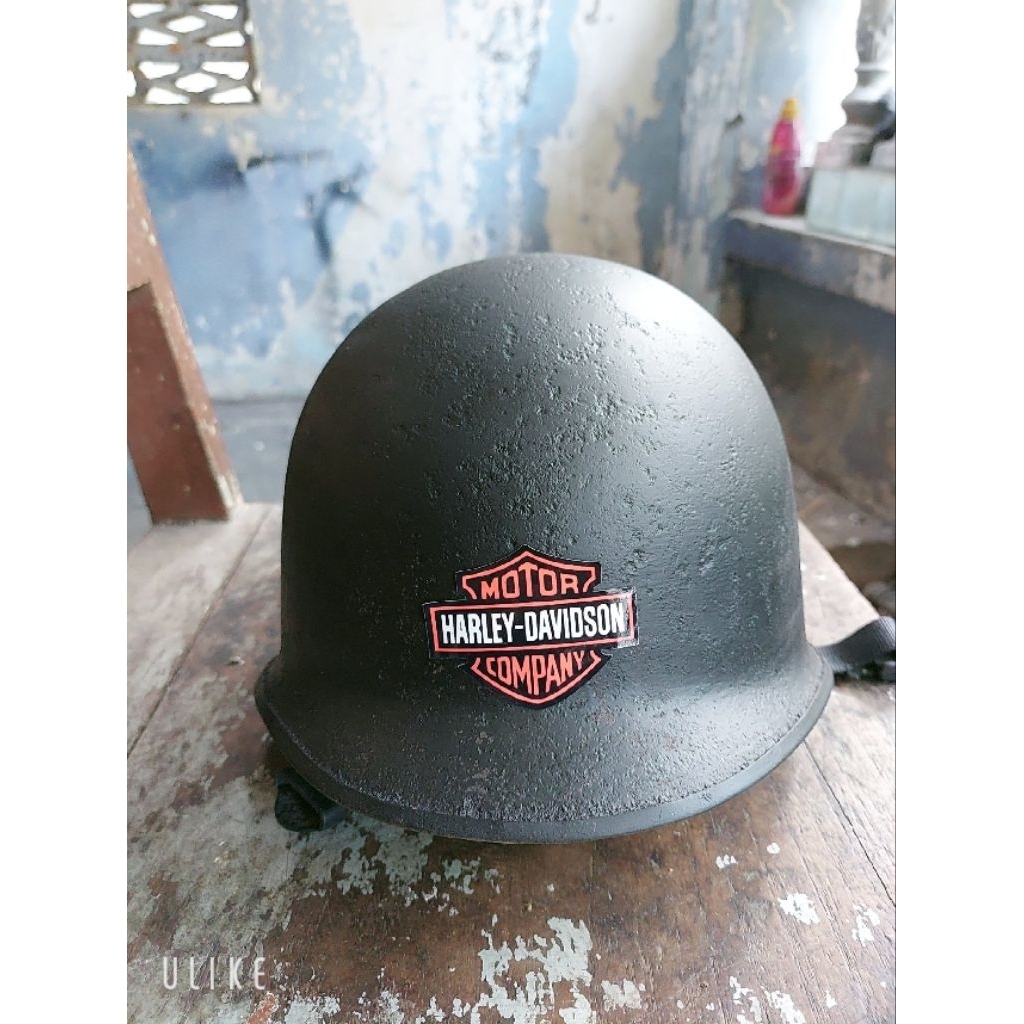 Helm Tentara Bahan Baja Warna Hitam Doff