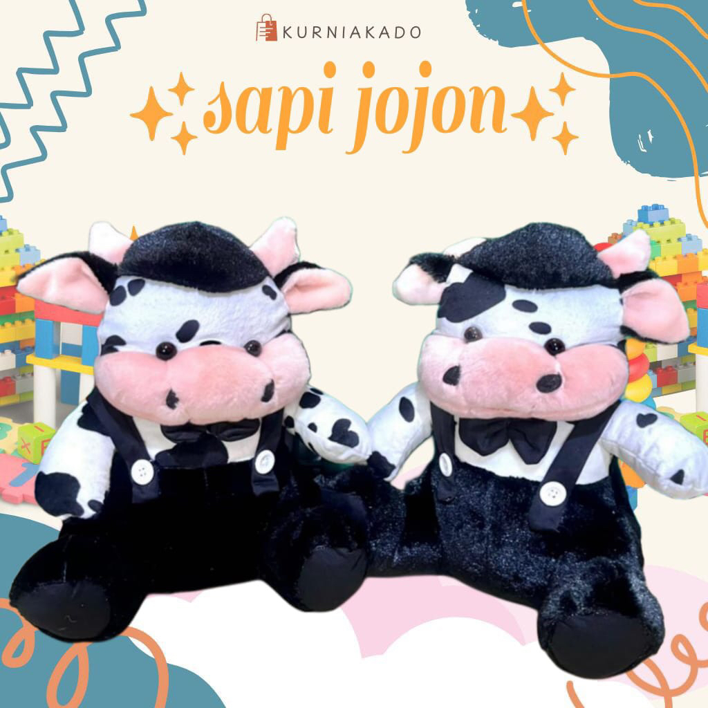 Boneka Sapi duduk Hitam Putih Jojon L produk SNI hadiah ulang tahun Kurniakado