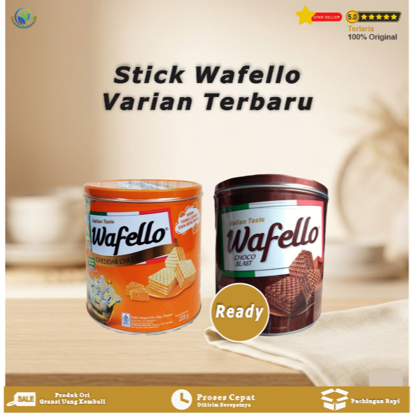Wafello Kaleng Choco & Cheddar Chesse 1 dus isi 6 Lapis Krim Wafello