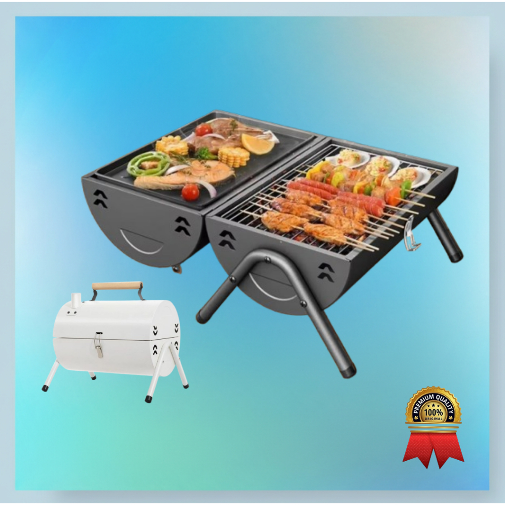 XBESST-Panggangan BBQ Portable Tabung Camping Grill Pemanggang Camping Pakai Arang