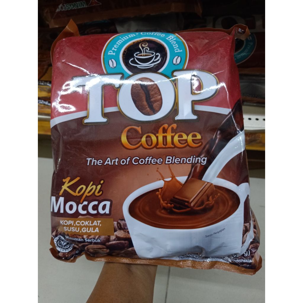Top coffee mocca kopi coklat susu gula 600g isi 20 sachet @30g