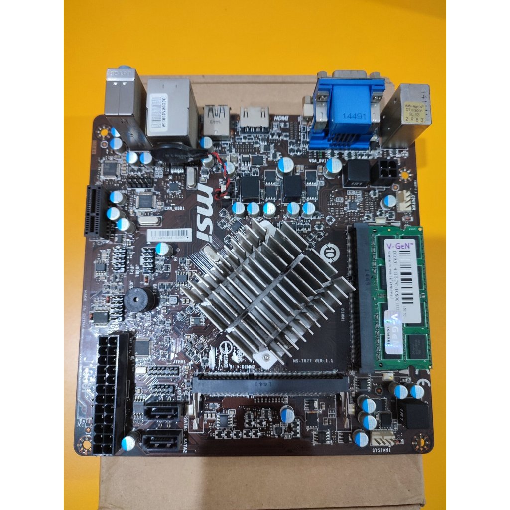 MSI Motherboard J1800i + Memory 4GB mini itx mobo