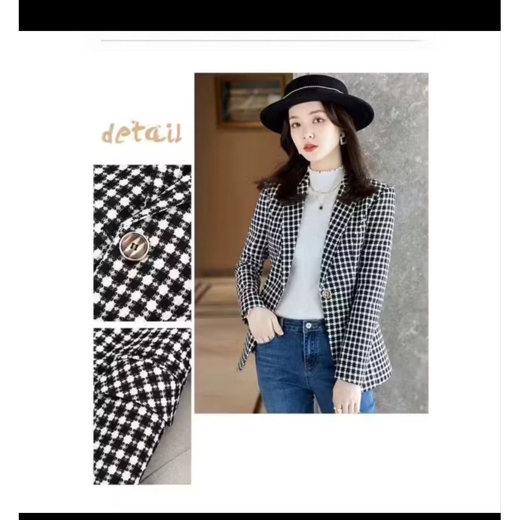 preloved blazer wanita hijaber premium hitam putih