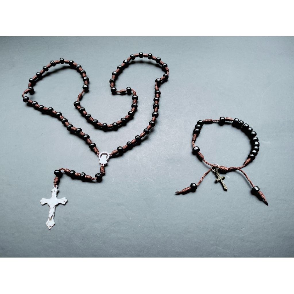 RG100 PAKET ROSARIO + GELANG KAYU PREMIUM KATOLIK