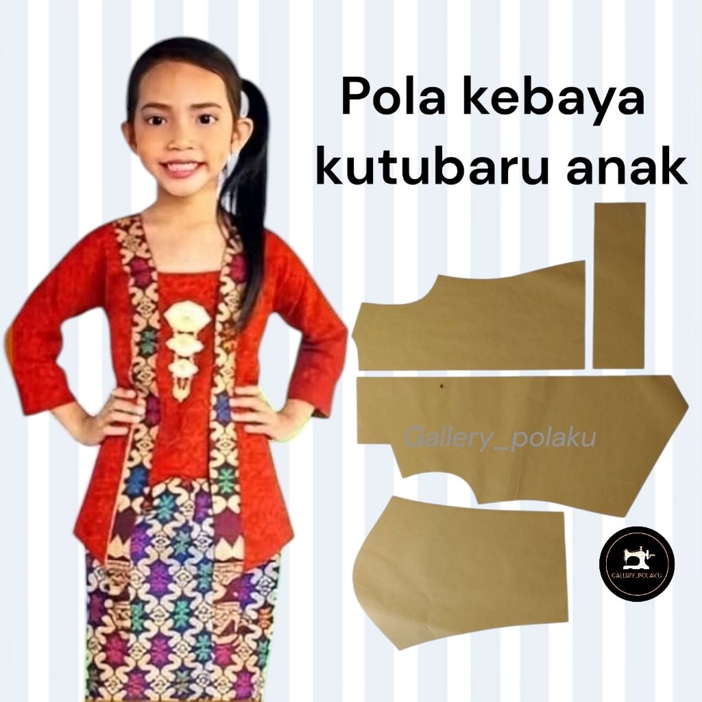 pola instan kebaya kutubaru anak
