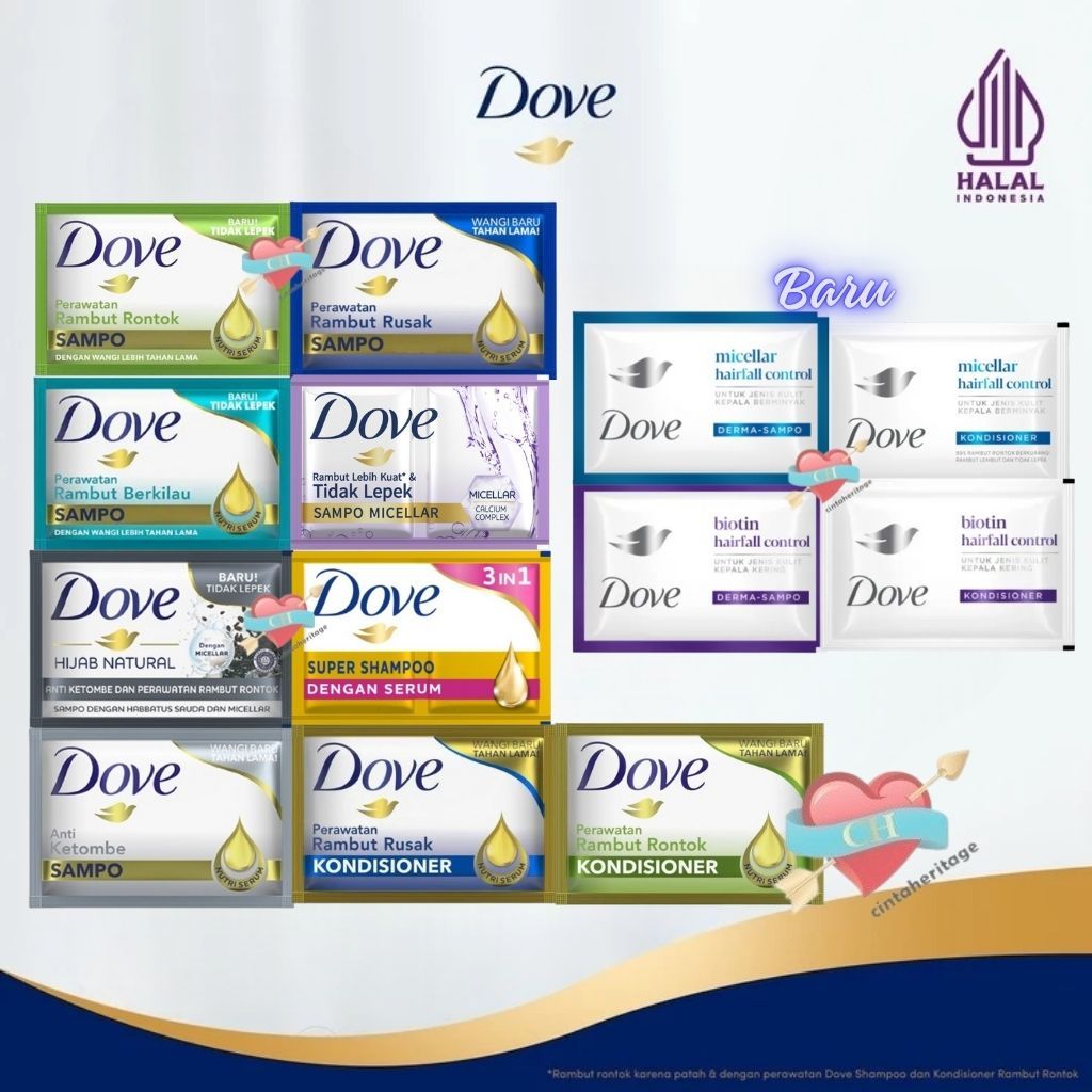 ©HERITAGE© [KARTON] DOVE Shampoo Conditioner SACHET Series - Kondisioner Shampo Sachet Renteng | Ram