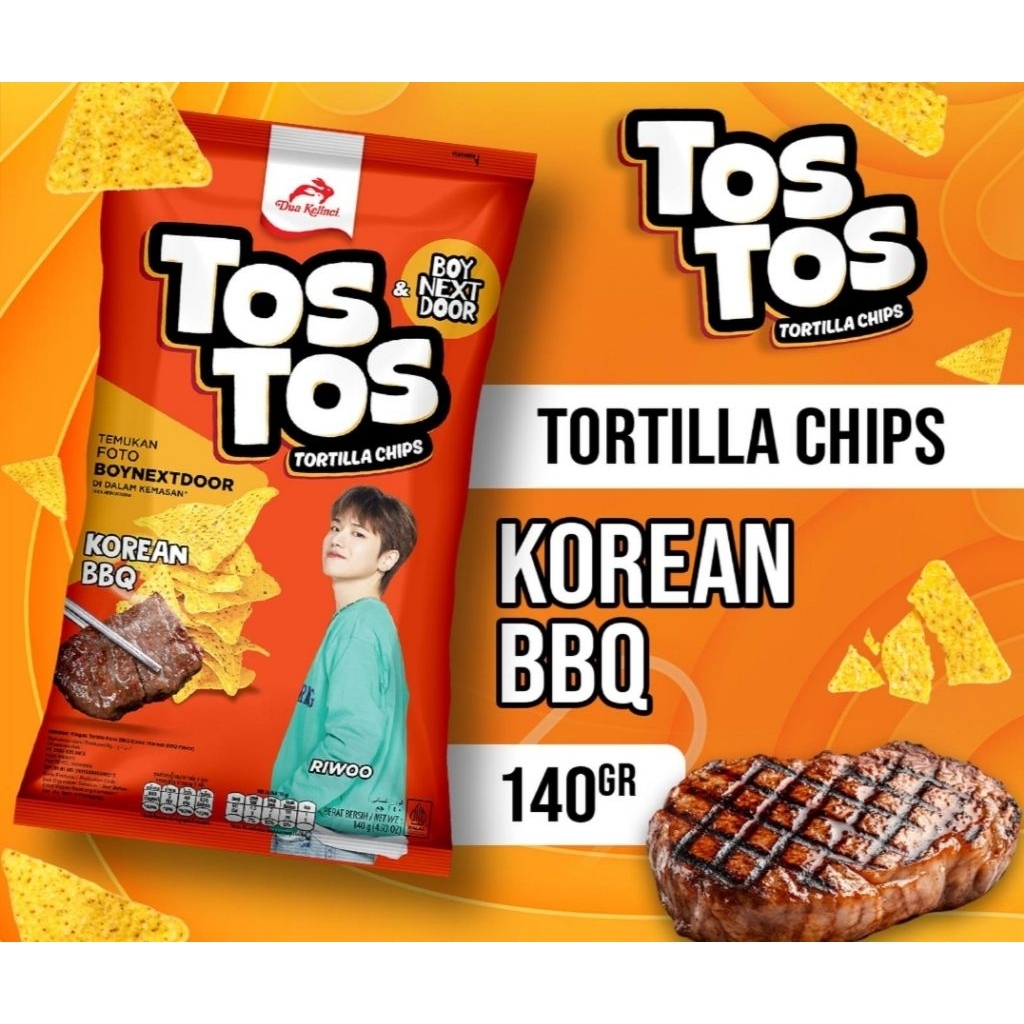 Tos Tos Tortilla chips BBQ 140 gr / Snack Tos Tos Korea BBQ 140 gr