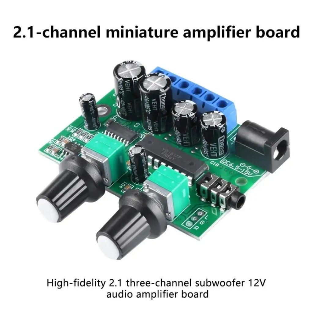 Kit Mini Power Amplifier 2.1 Channel 12V DC 2x6W + 25W Subwoofer